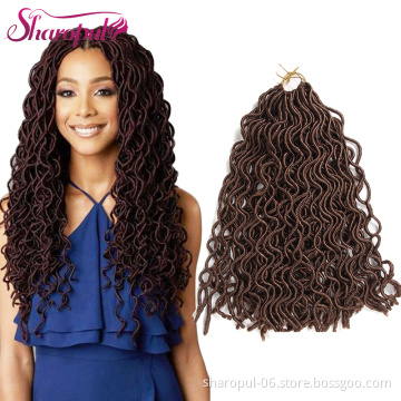 20 inch Wavy Goddess Faux Locs Crochet Synthetic Braiding Hair Soft Curly Faux locs